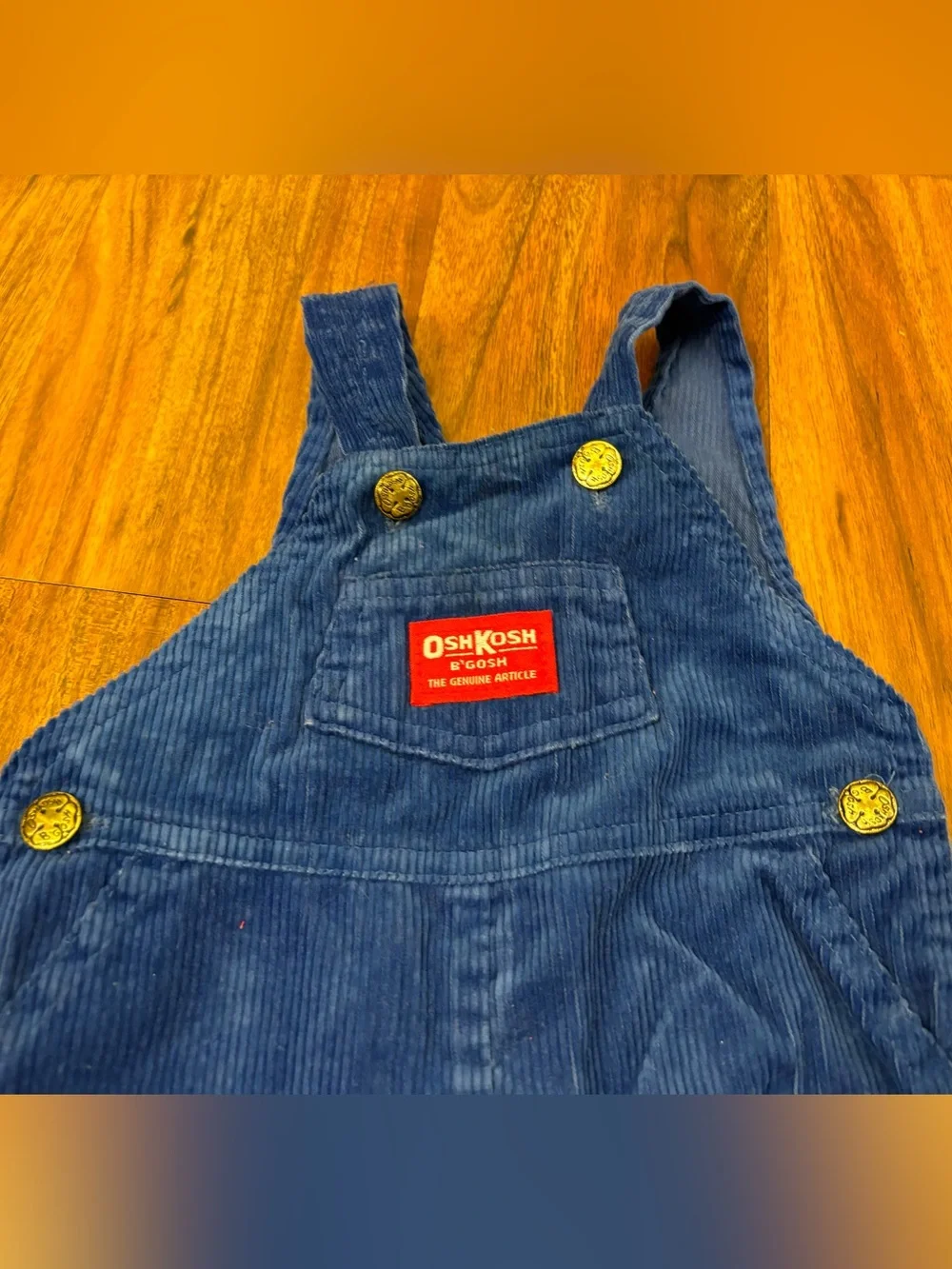 Osh Kosh B’Gosh Vintage Blue Corduroy Footed Bib Overalls